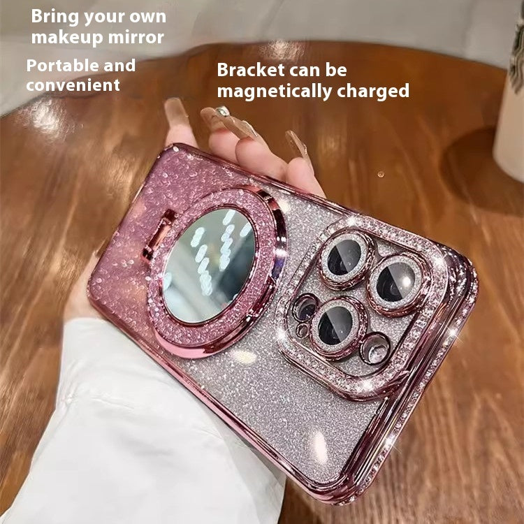 Glitter Phone Case with Built-in Mirror and Stand