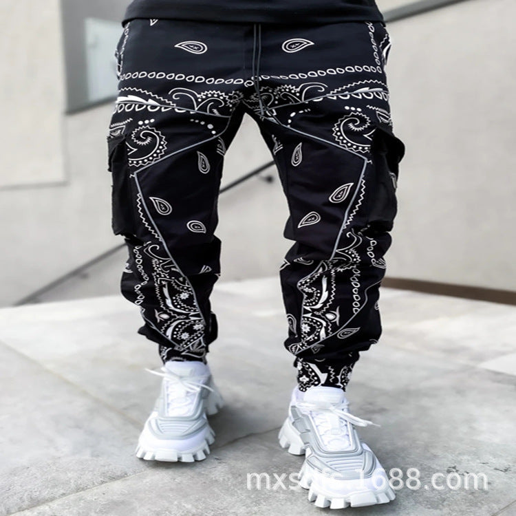 Men's Printed Loose Fit Casual Wide-Leg Pants - Mari’Anna Tees