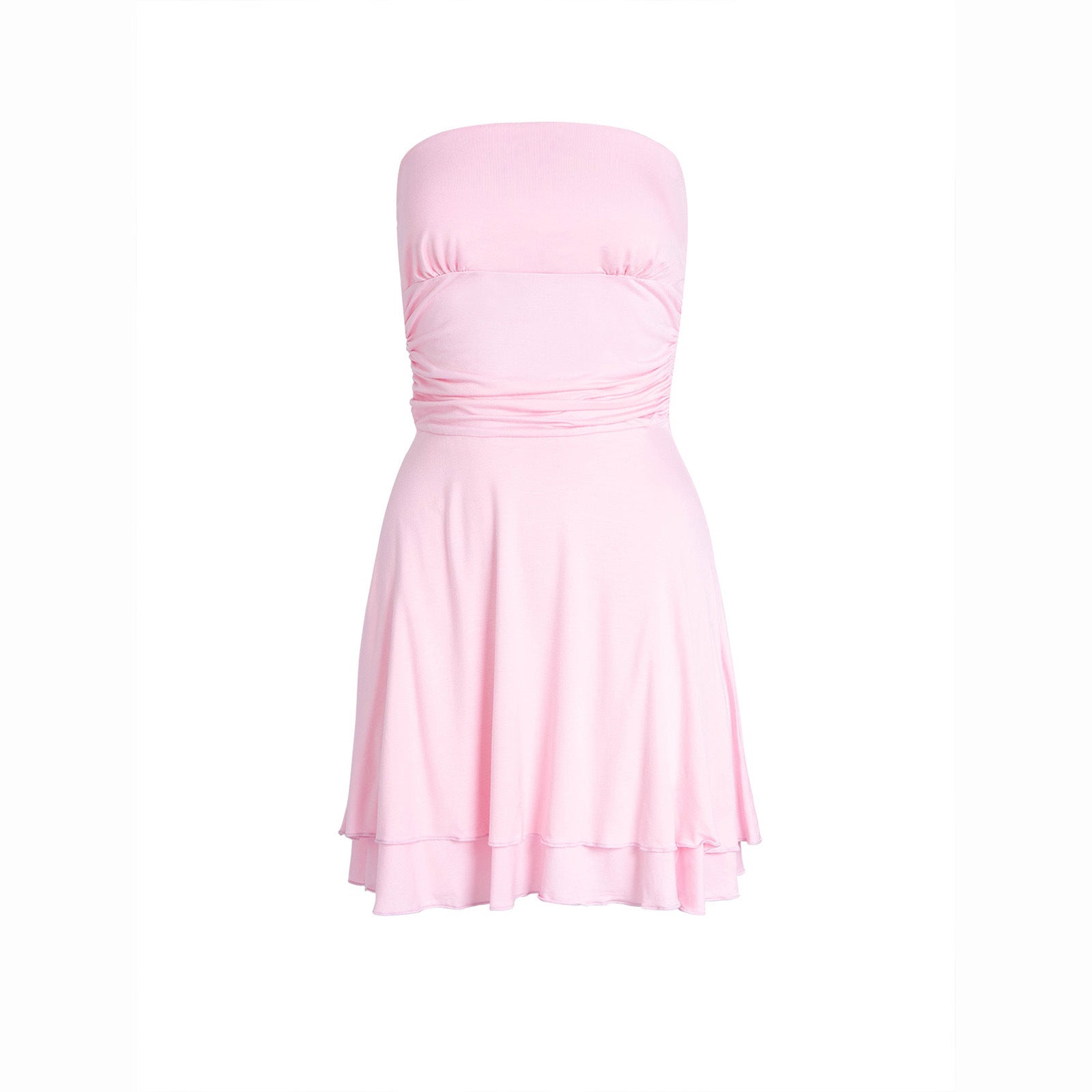 Y2K Style Tube-top Short Pleated Fitted Dress