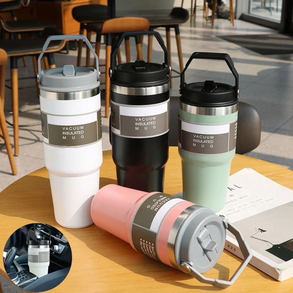 Portable Stainless Steel Hot/Cold Travel Cup Travel With Handle And Cover 