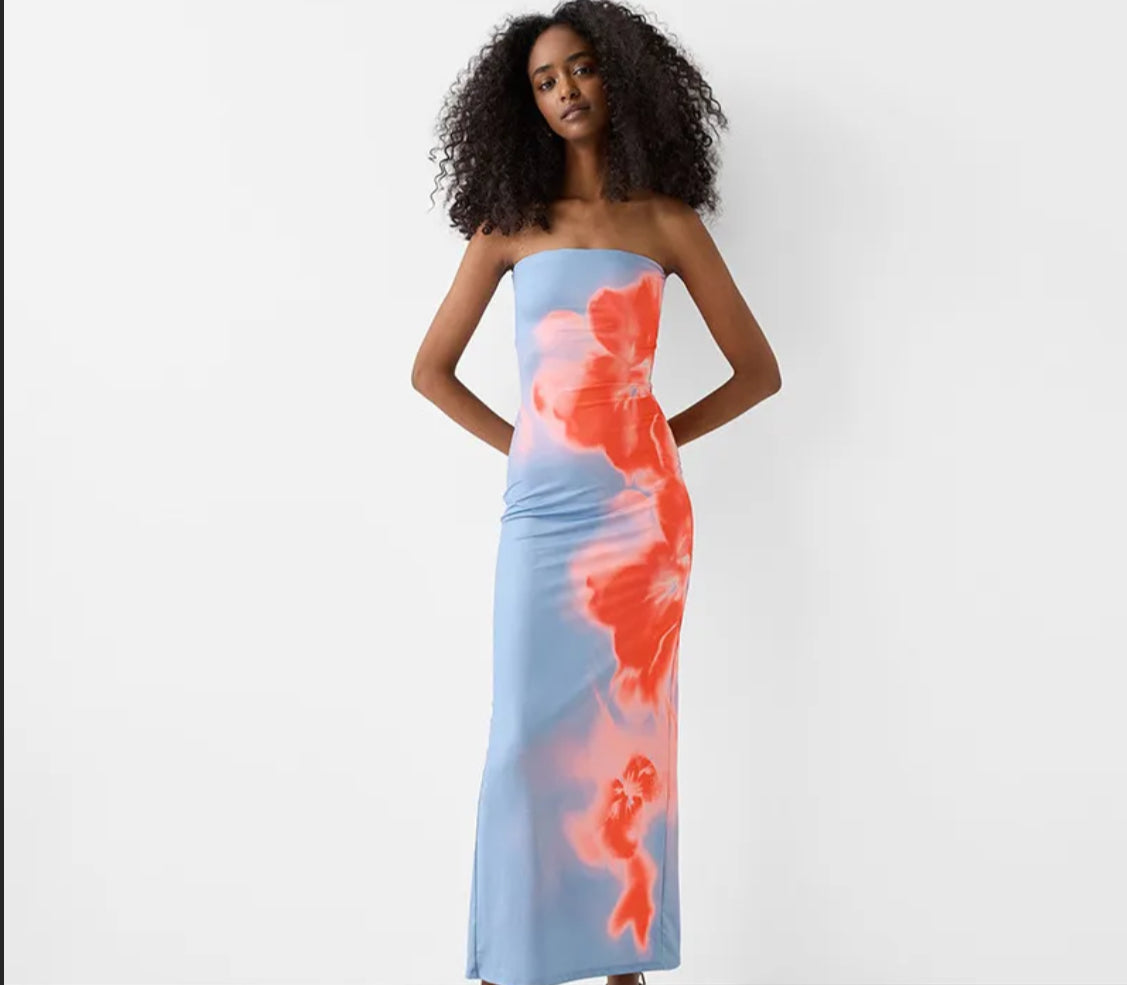 Floral Dream Strapless Maxi Tube Dress 