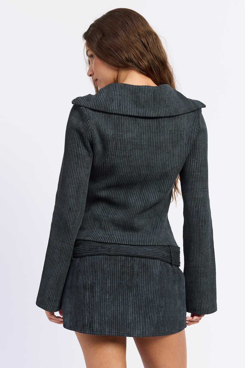 The Liora Collared Zip-Front Cardigan