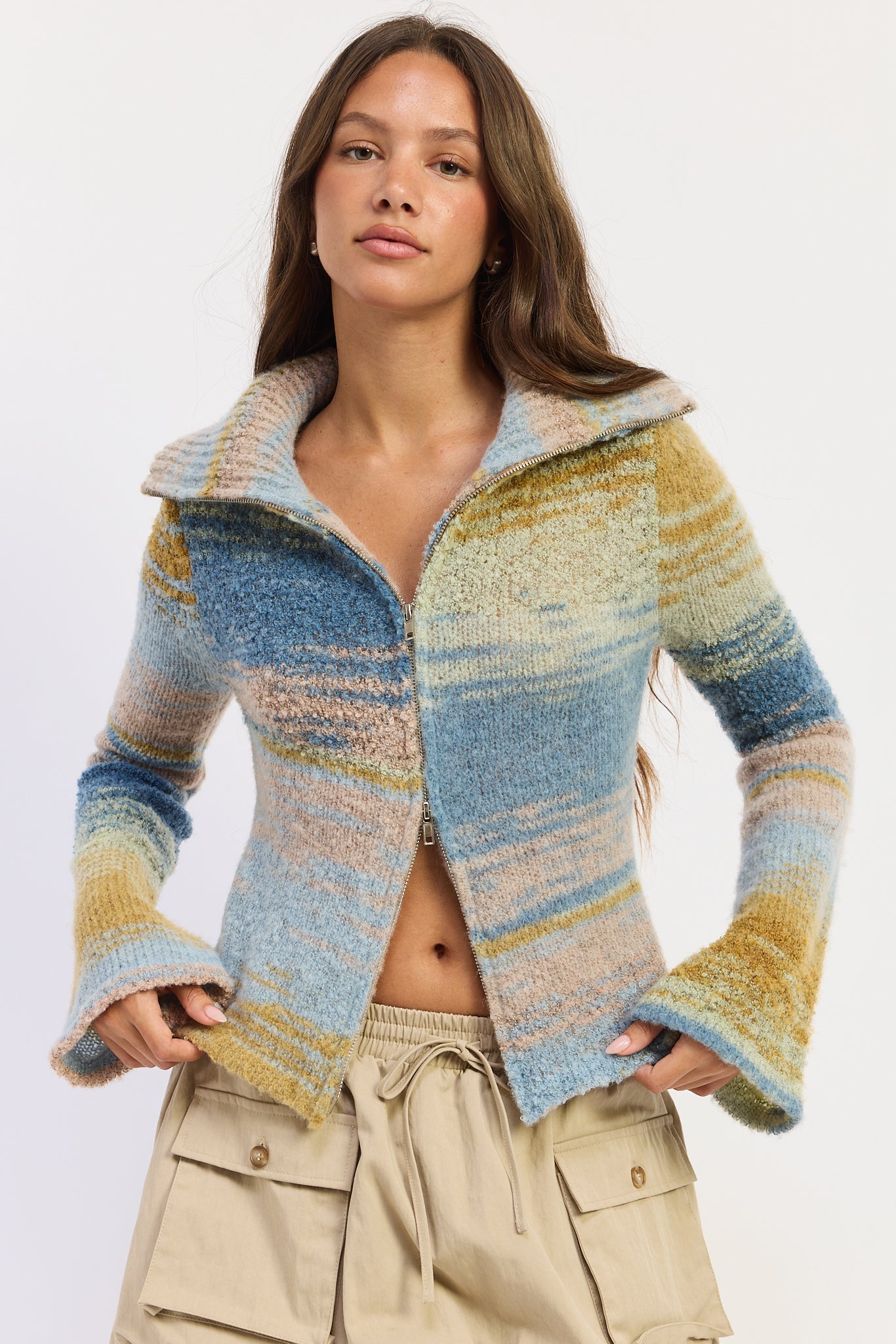 The Jolene Zip Knit Cardigan
