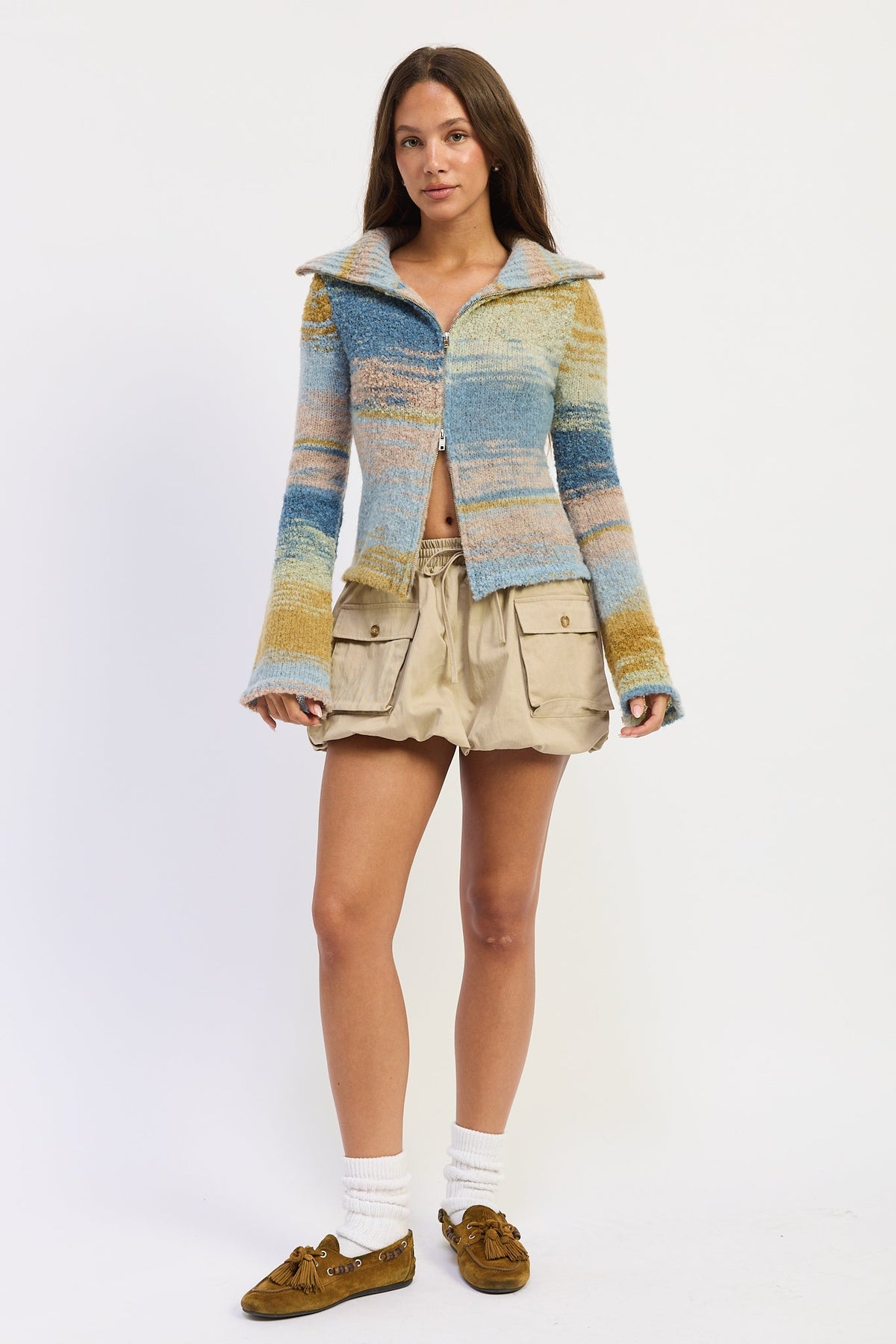 The Jolene Zip Knit Cardigan