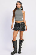 The Zariah Low-Rise Faux Suede Mini Skort