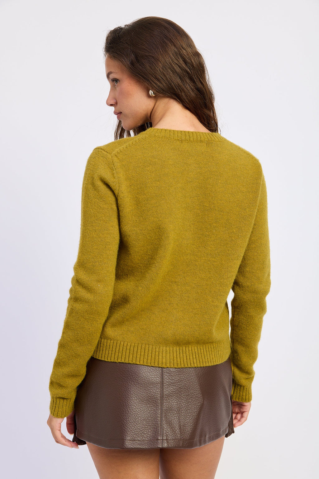 The Evora + Chartreuse Ribbed Button Cardigan