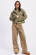 The Dinara Woodland Camo Cropped Puffer Jacket