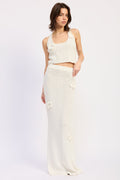 The Isolde Floral-Appliqué Crochet Halter Top