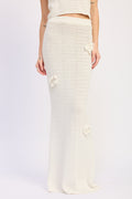 The Isolde Floral-Appliqué Crochet Maxi Skirt