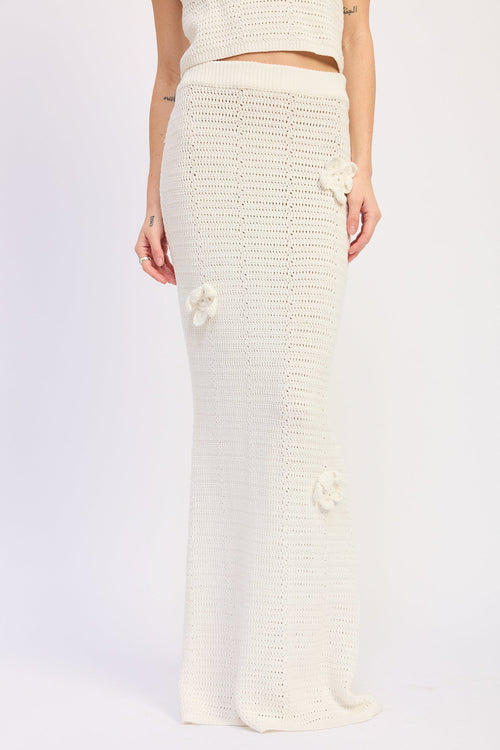 The Isolde Floral-Appliqué Crochet Maxi Skirt