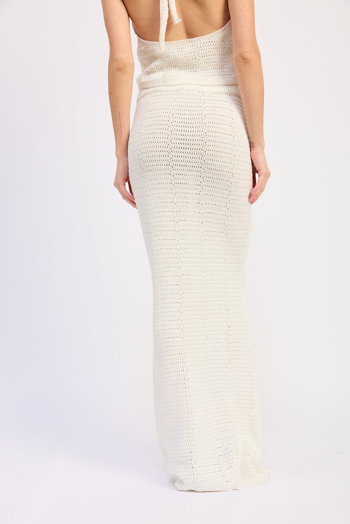 The Isolde Floral-Appliqué Crochet Maxi Skirt
