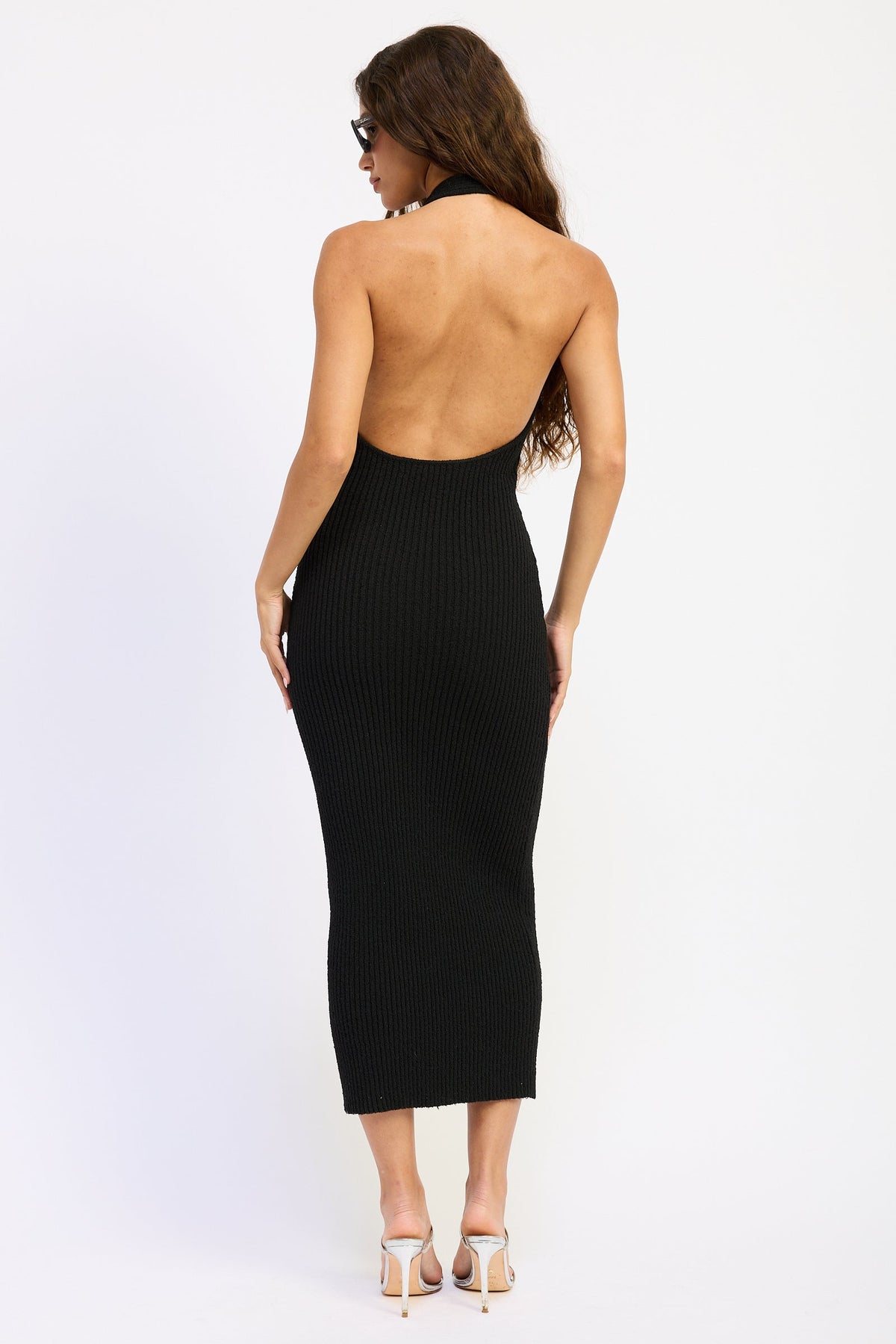 The Kerensa Ribbed Halter Midi Dress