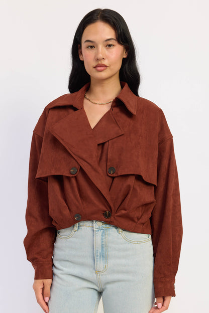 The Madison Faux Suede Cropped Trench