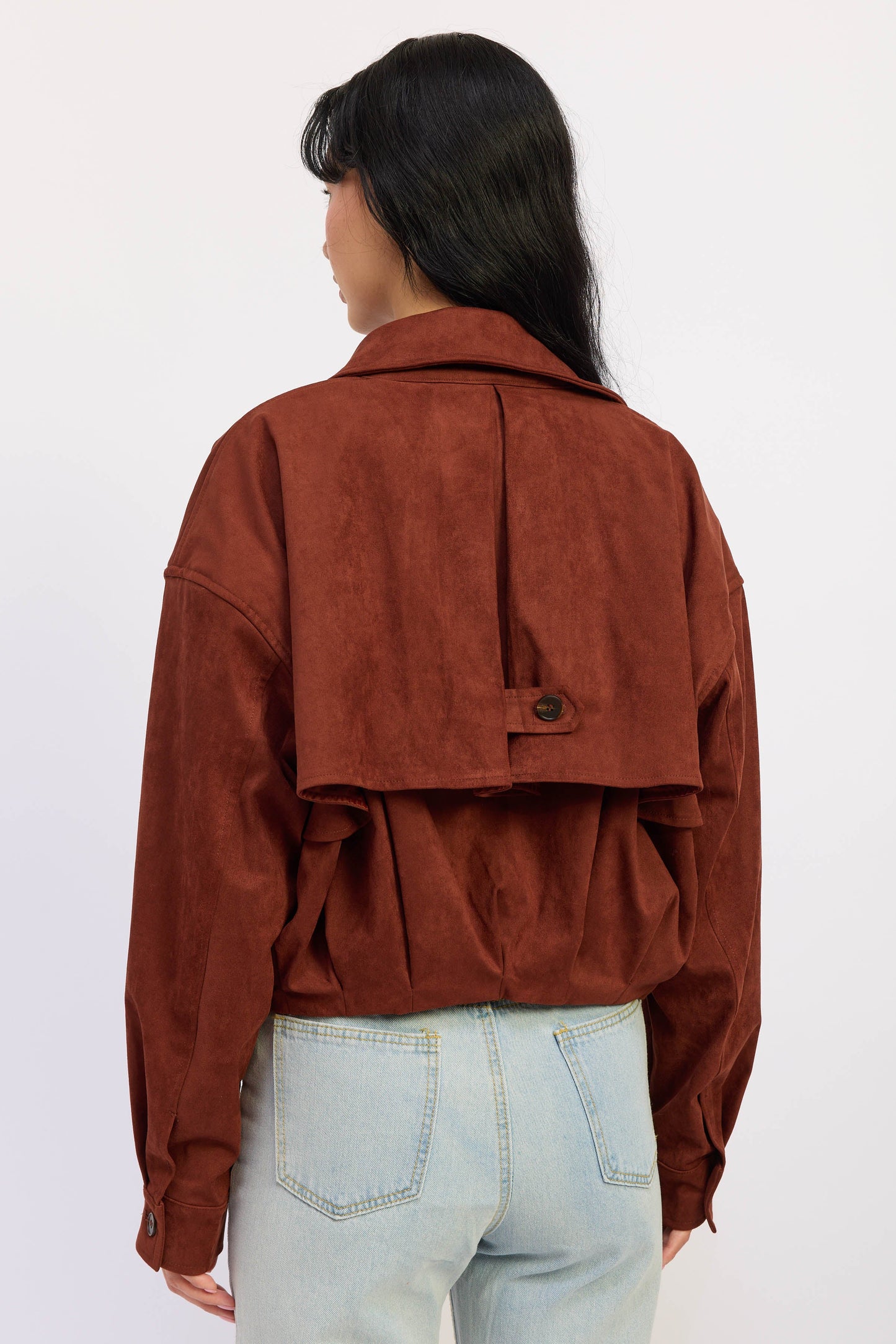 The Madison Faux Suede Cropped Trench