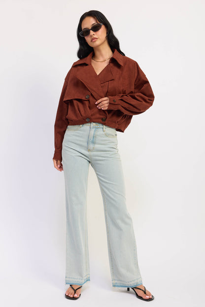The Madison Faux Suede Cropped Trench