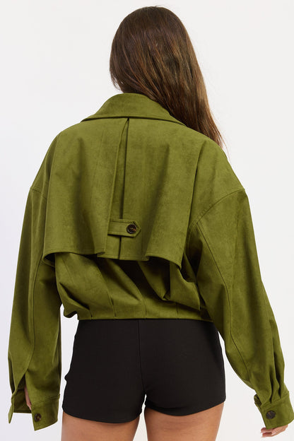 The Madison Faux Suede Cropped Trench