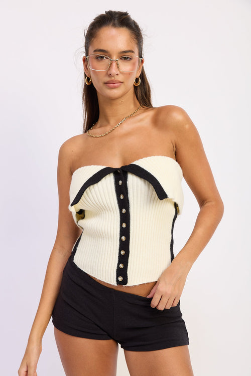 The Alyssa Contrast-Trim Ribbed Tube Top