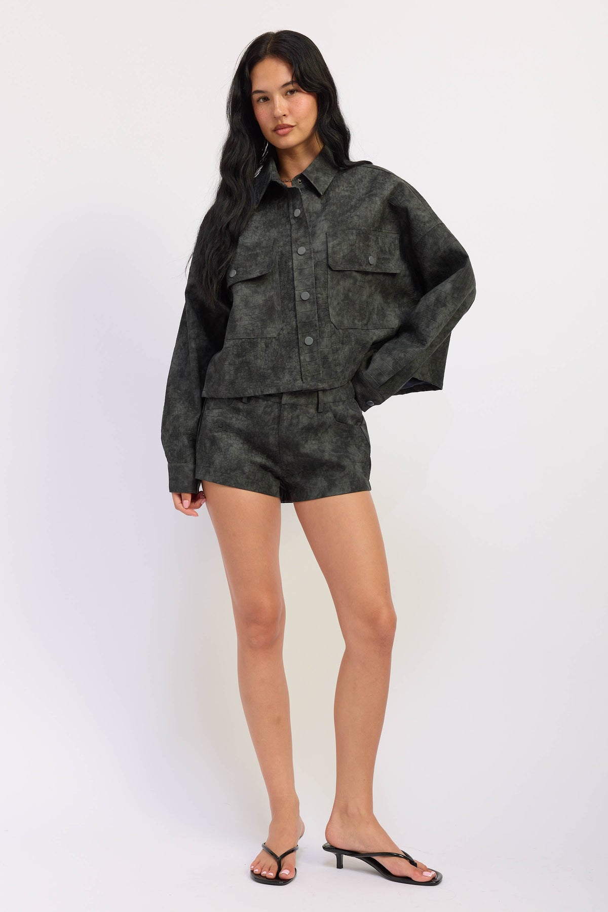 The Halle Faux Suede Pocket Shorts