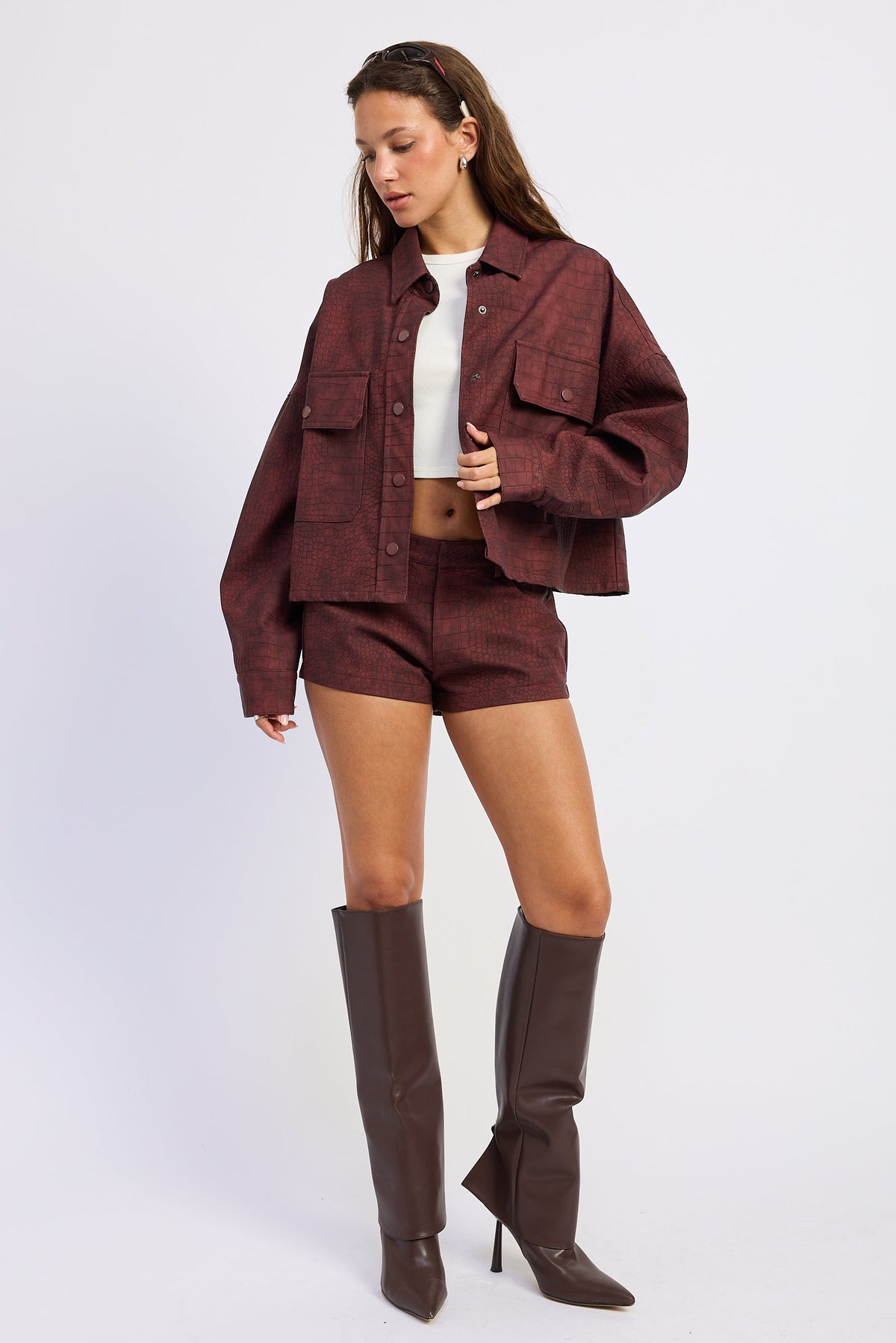 The Halle Faux Suede Pocket Shorts