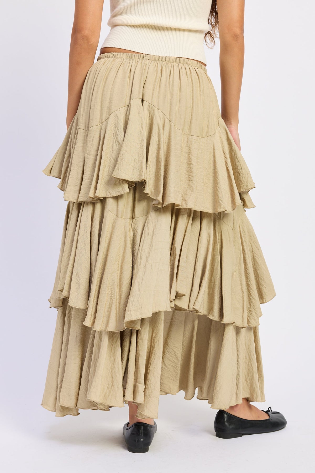 The Cambria Chocolate Tiered Chiffon Maxi Skirt