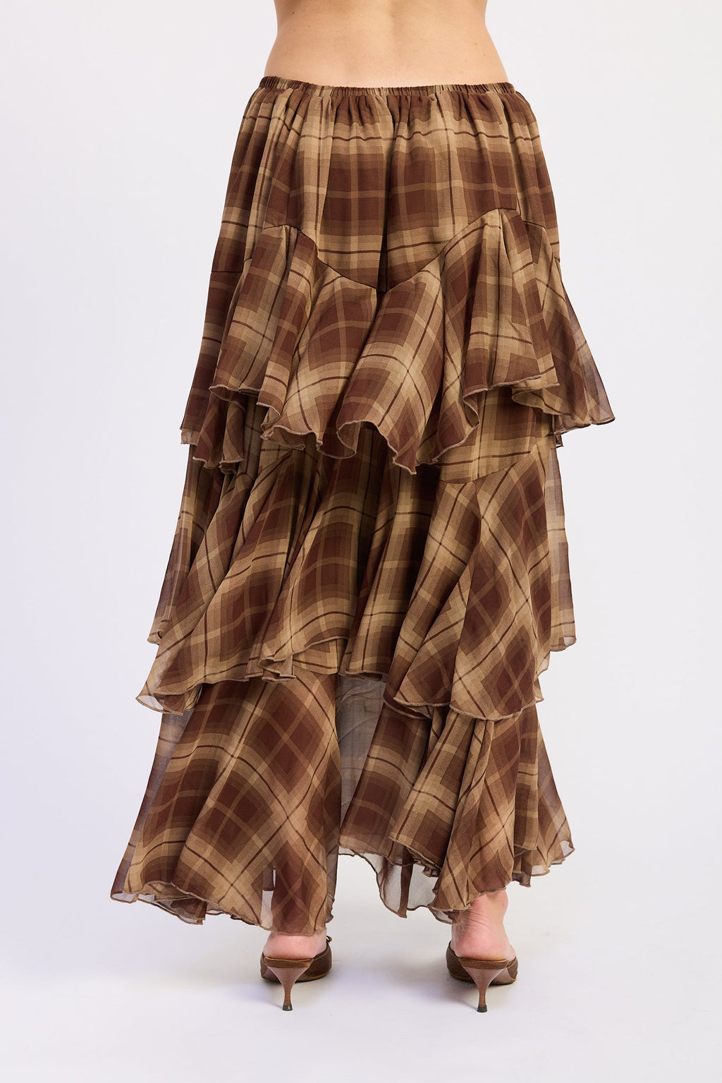 The Chelsea Plaid Tiered Chiffon Maxi Skirt