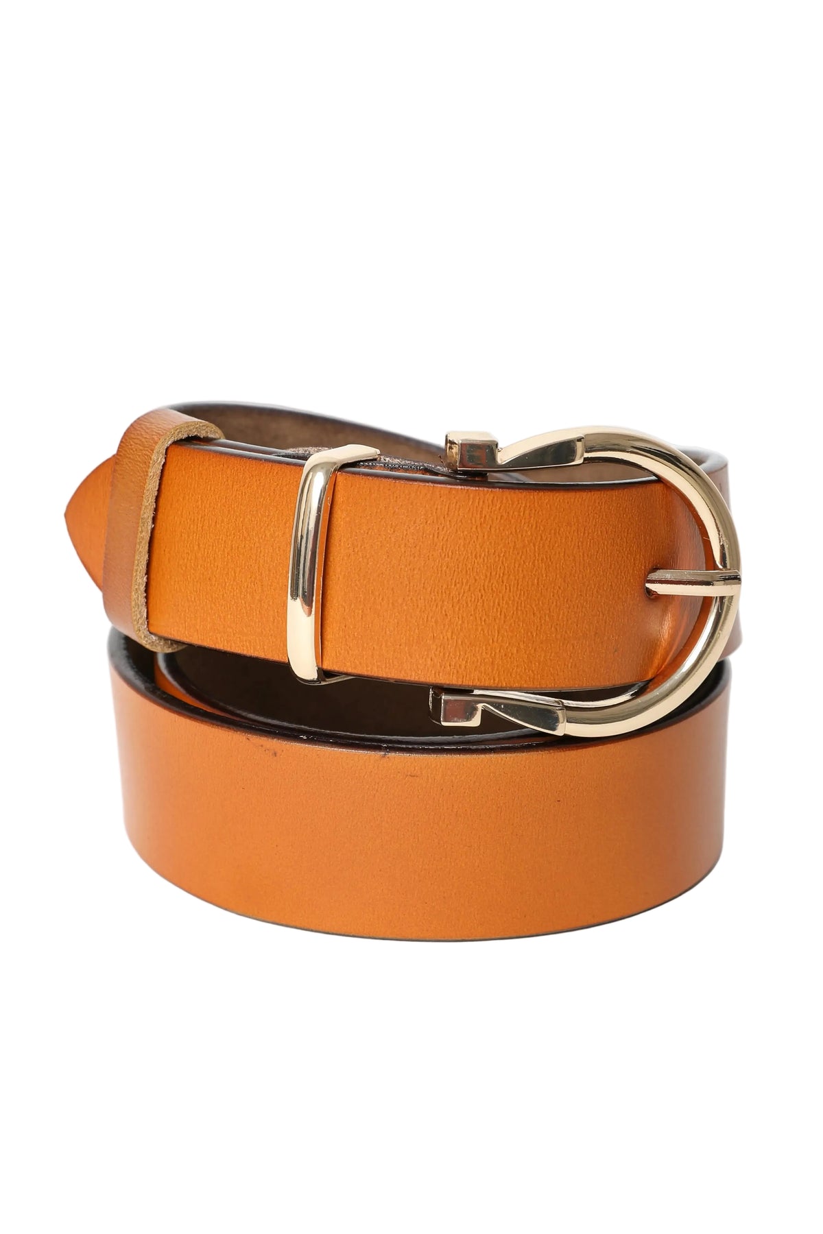 The Aurelia Horseshoe Statement Belt in camel