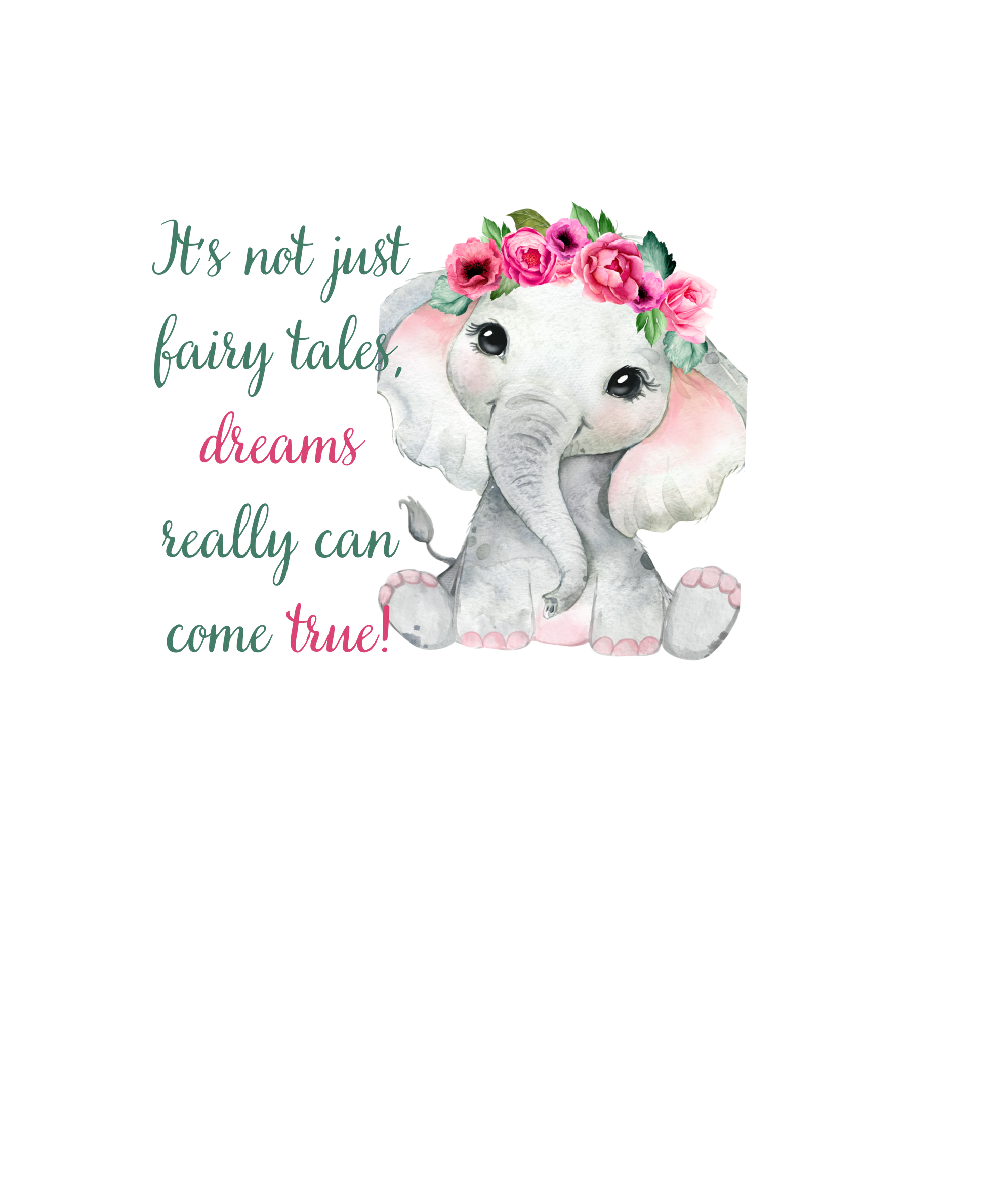 Dreams Really Can Come True Flower Baby Elephant Unisex Hoodie - Mari’Anna Tees