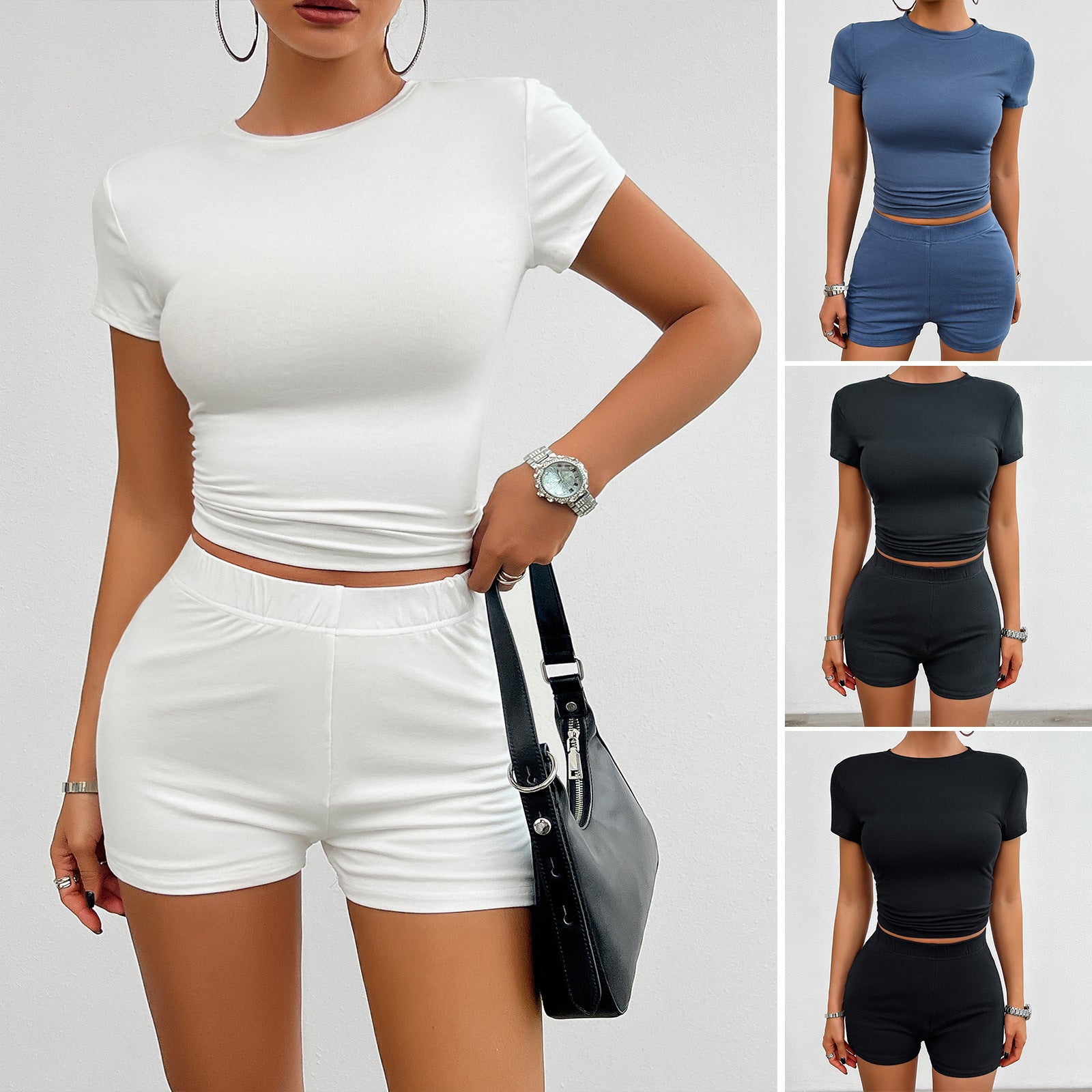 Women's Two-Piece Shorts and Short Sleeve Top Set