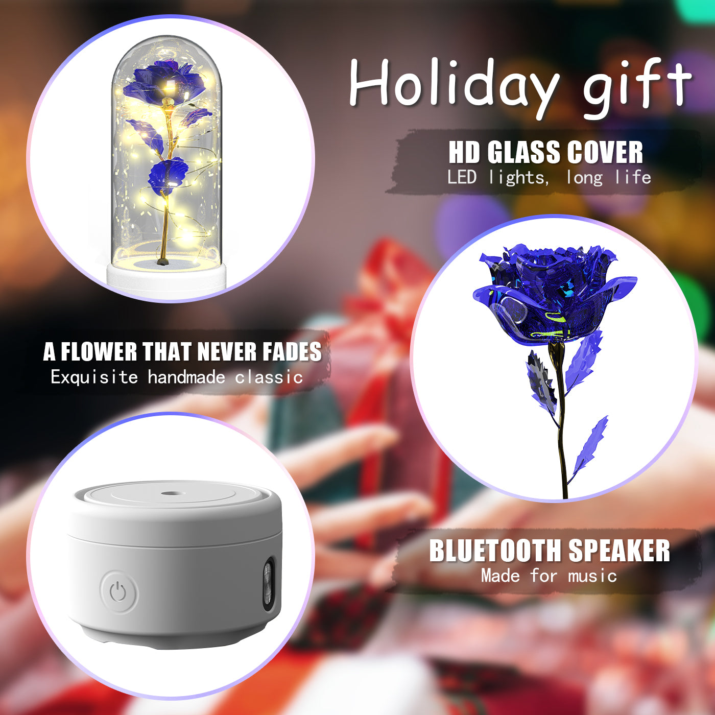 Creative 2 In 1 Glass Rose Flower LED Light And Bluetooth Speaker - Mari’Anna Tees