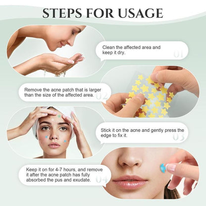 Star & Heart Shaped Hydrocolloid Pimple Patch, 216Pcs/Box Easy to Peel Acne Cover Sticker, Facial Skin Care Accessories for All Skin Types