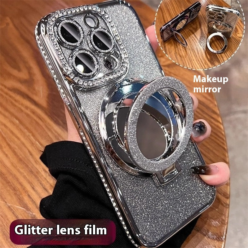 Glitter Phone Case with Built-in Mirror and Stand - Mari’Anna Tees