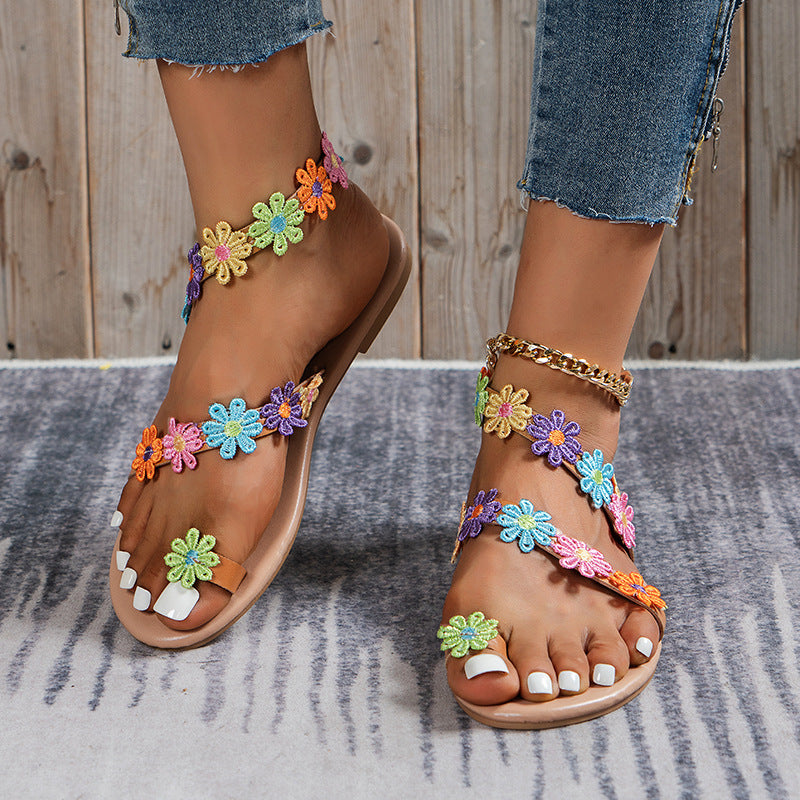 Summer Colorful Floral Slide Sandals - Mari’Anna Tees