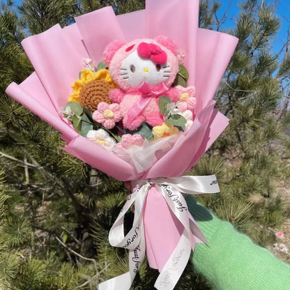 Kawaii Cat Dolls Bouquet with Artificial Flowers| Valentine's Day Gifts