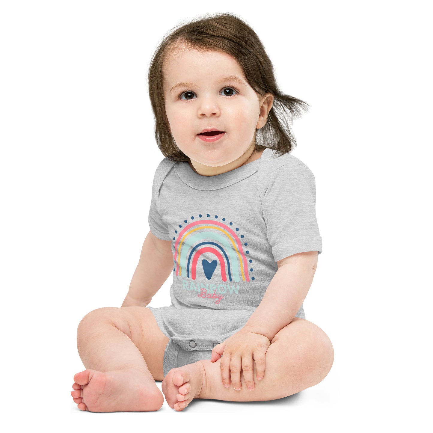 Rainbow Baby Heart Infant Loss Awareness Baby Short Sleeve One Piece - Mari’Anna Tees