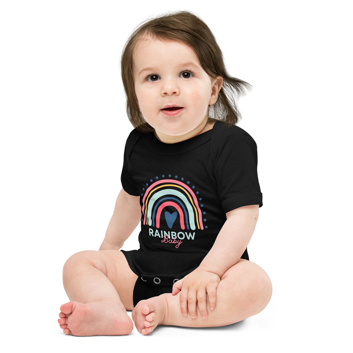 Rainbow Baby Heart Infant Loss Awareness Baby Short Sleeve One Piece - Mari’Anna Tees