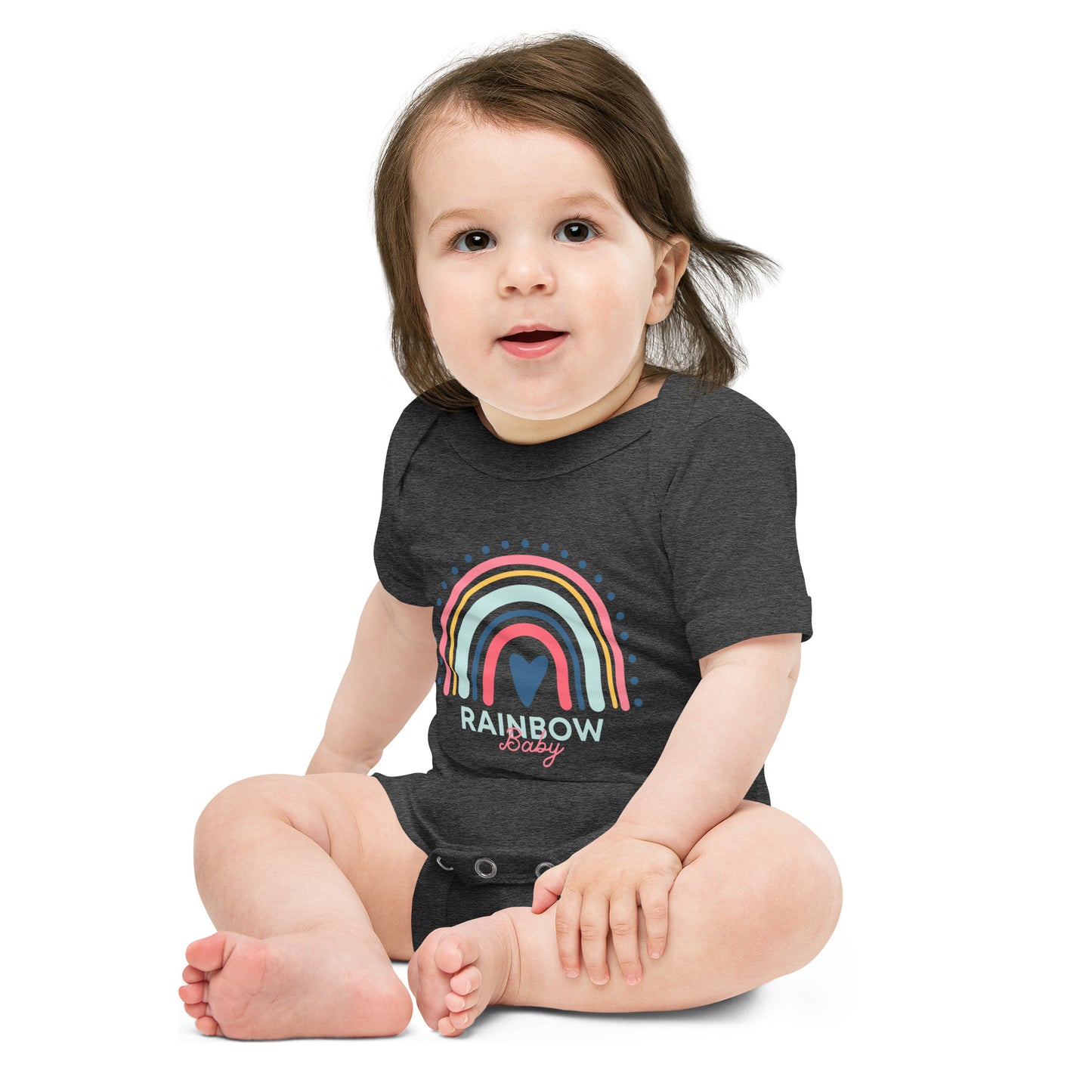 Rainbow Baby Heart Infant Loss Awareness Baby Short Sleeve One Piece - Mari’Anna Tees