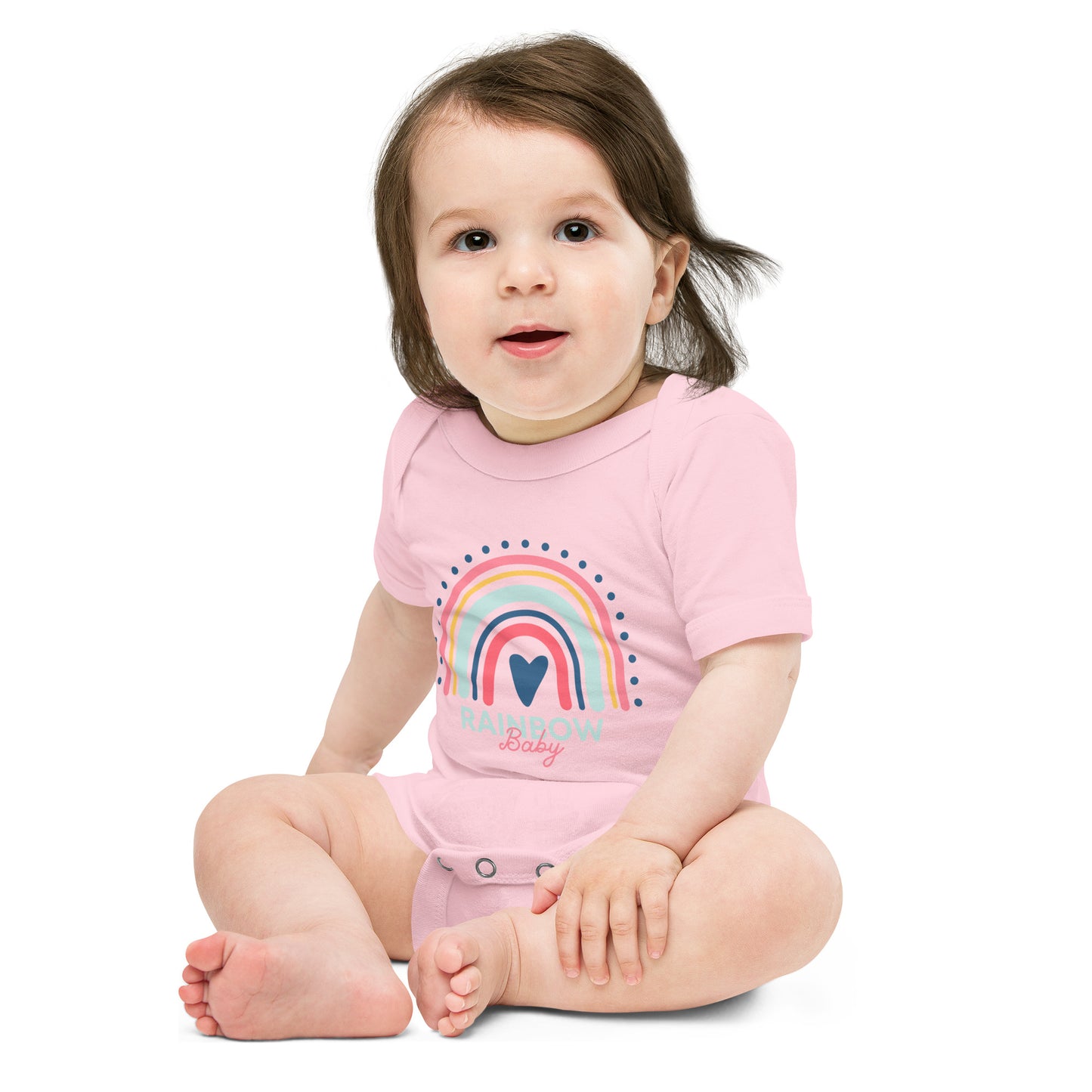 Rainbow Baby Heart Infant Loss Awareness Baby Short Sleeve One Piece - Mari’Anna Tees