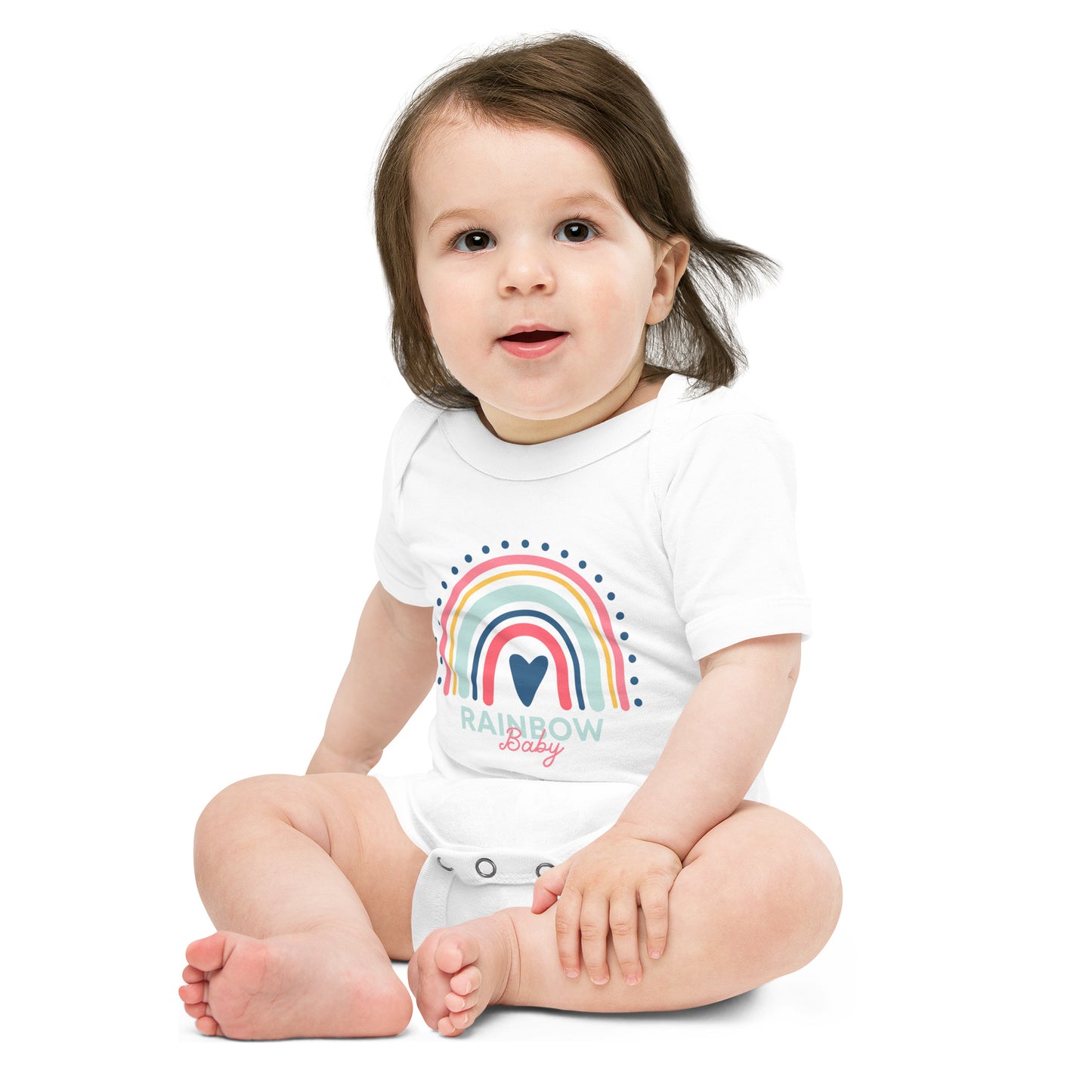 Rainbow Baby Heart Infant Loss Awareness Baby Short Sleeve One Piece - Mari’Anna Tees