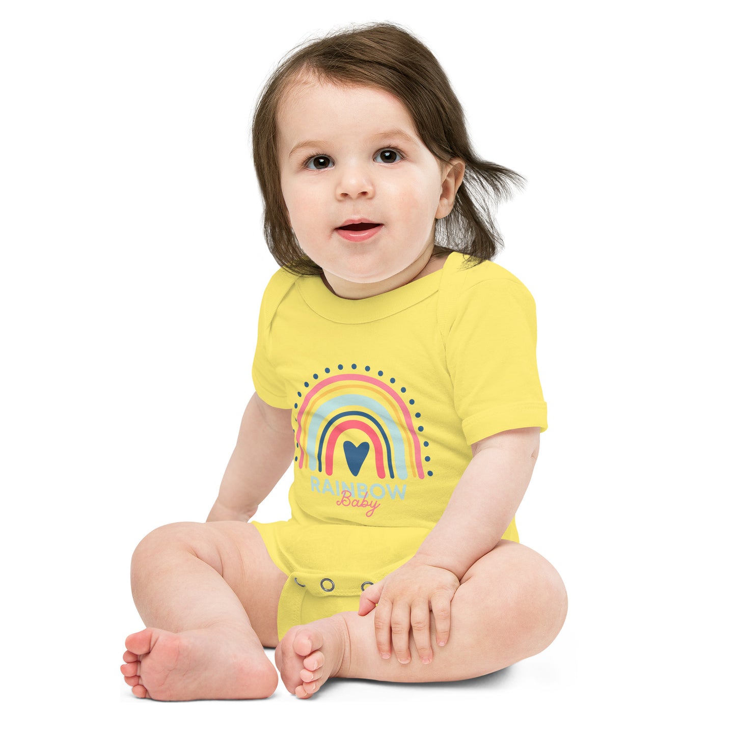 Rainbow Baby Heart Infant Loss Awareness Baby Short Sleeve One Piece - Mari’Anna Tees