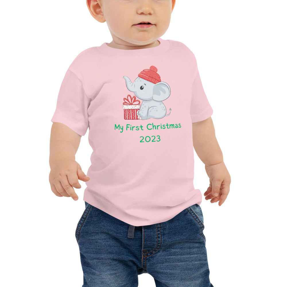 My First Christmas 2023 Elephant Baby Jersey Short Sleeve Tee