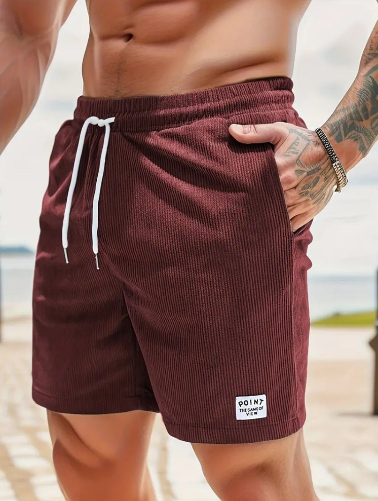 Breathable Corduroy Shorts: Men's Lace-Up Drawstring (Multiple Colors) - Mari’Anna Tees