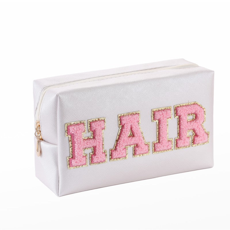 Embroidery Letter Waterproof Travel Toiletries Bag 