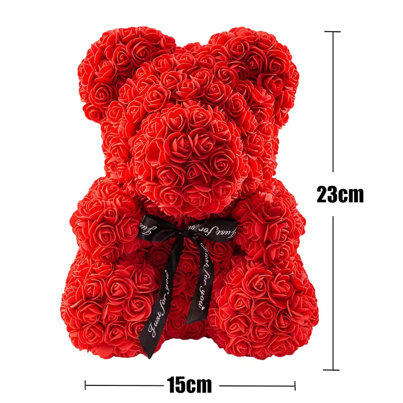 Rose Bear Artificial Flower with Box Lights Valentine's Day Gift