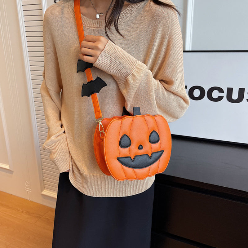 Cute Jack-o'-lantern Crossbody Bag With Bat Personalized Creative Women’s Bag - Mari’Anna Tees