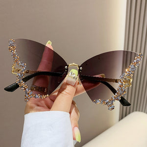 Butterfly Sunglasses with Rhinestones - Fashionable Sun Protection