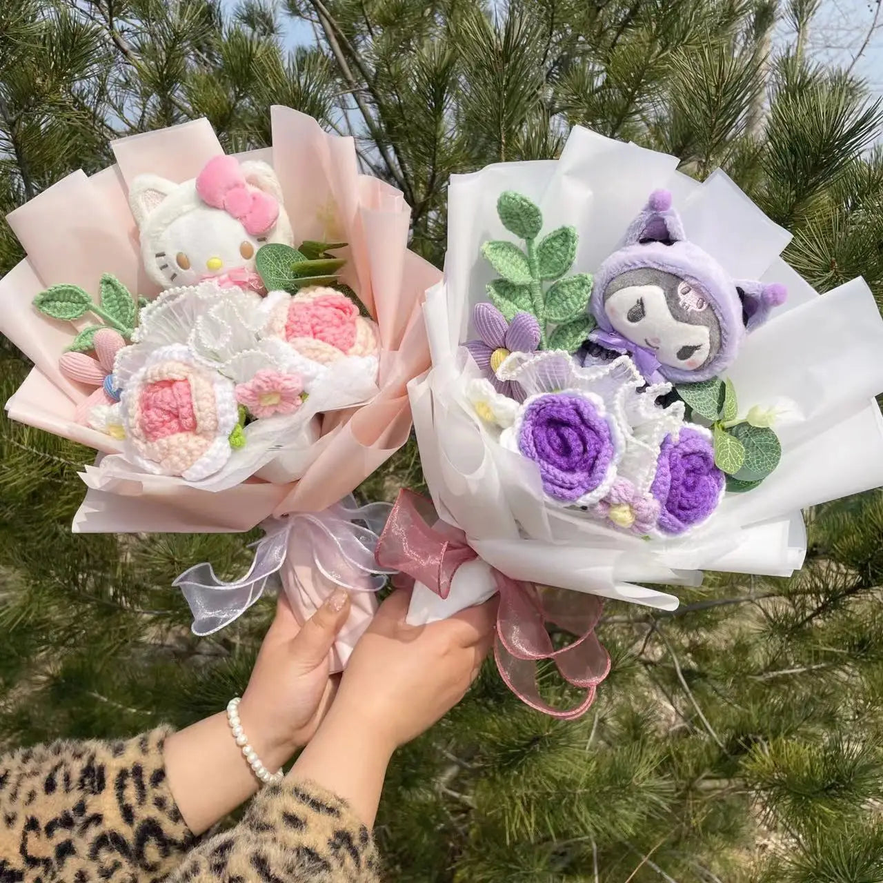 Kawaii Cat Dolls Bouquet with Artificial Flowers| Valentine's Day Gifts