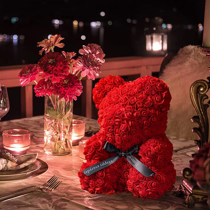 Rose Bear Artificial Flower with Box Lights Valentine's Day Gift