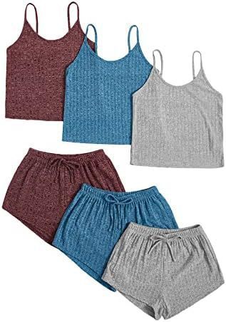 3-Pack Ribbed Cami & Shorts Set: The Ultra-Soft Loungewear Essential - Mari’Anna Tees