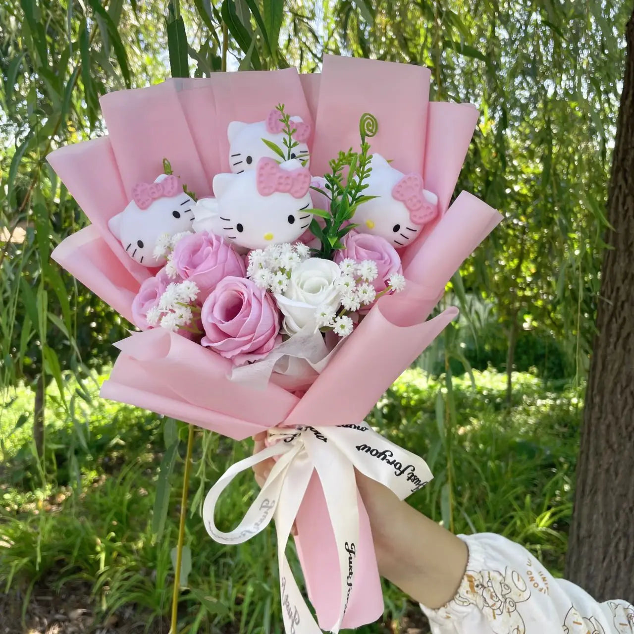 Kawaii Cat Dolls Bouquet with Artificial Flowers| Valentine's Day Gifts