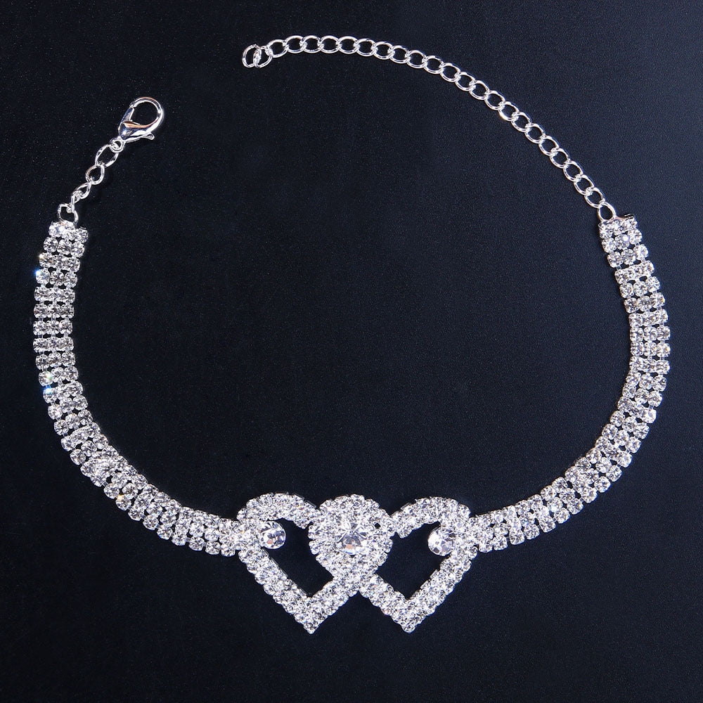 Double Heart Fashion Rhinestone Anklet